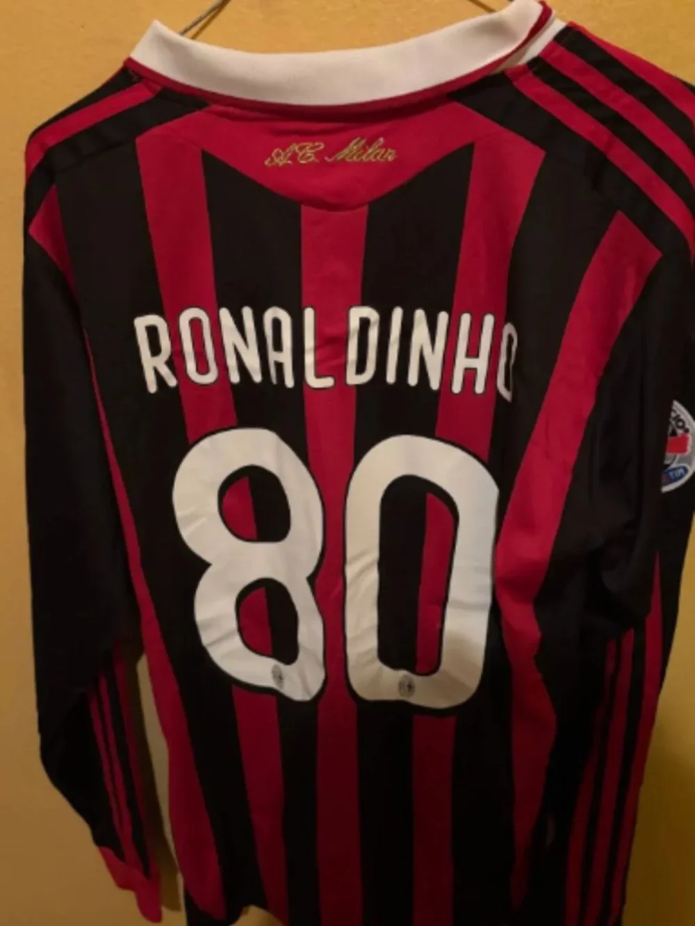AC Milan Ronaldinho #80 Adidas Long Sleeve Soccer Jersey